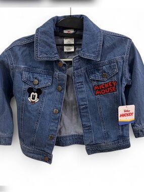 NEW WITH TAG - Disney Mickey Mouse Denim Jacket in Blue with Embroidered Patches